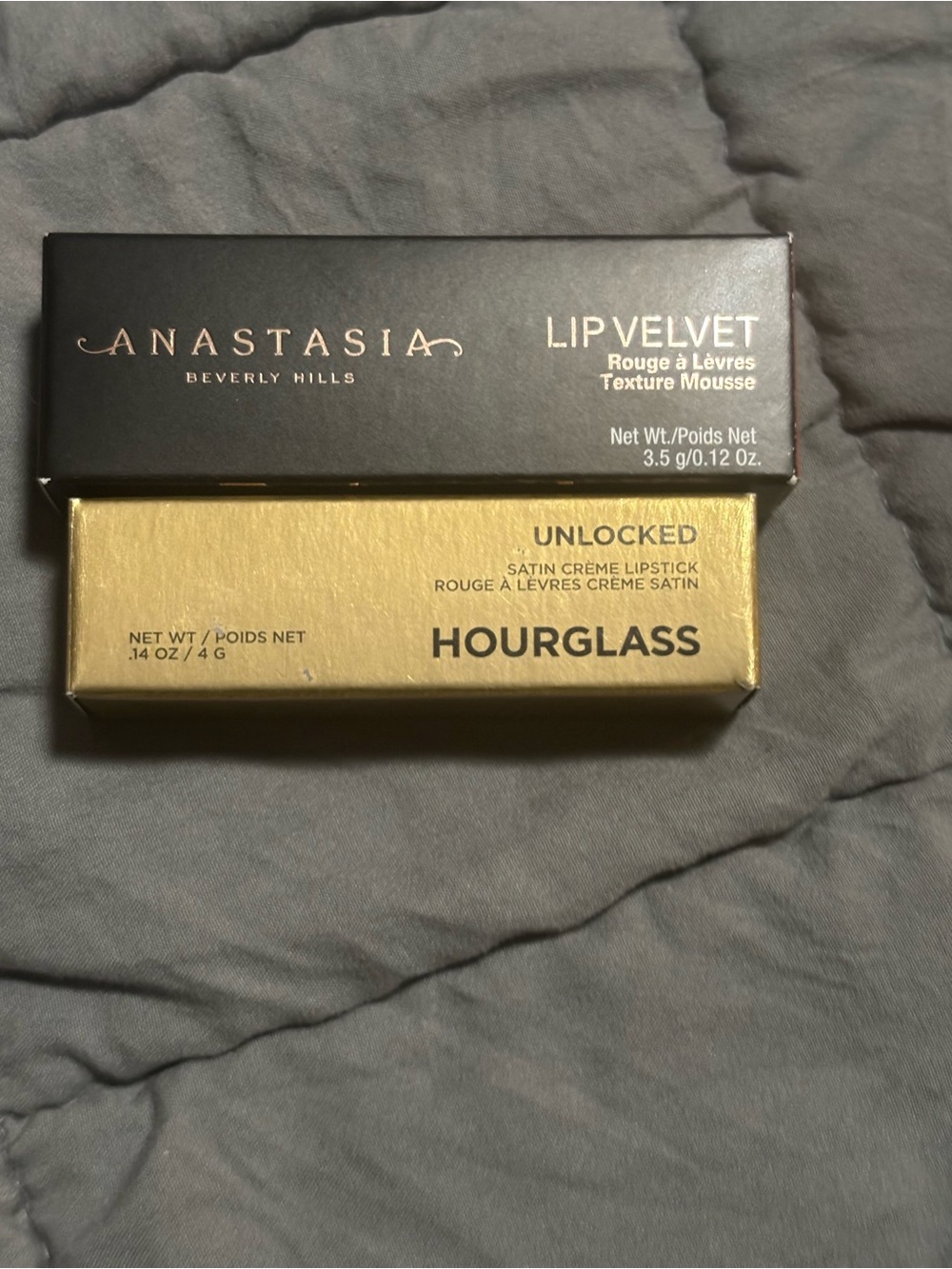 Anastasia Beverly Hills Lip Velvet Matte Liquid Lipstick and hourglass unlocked